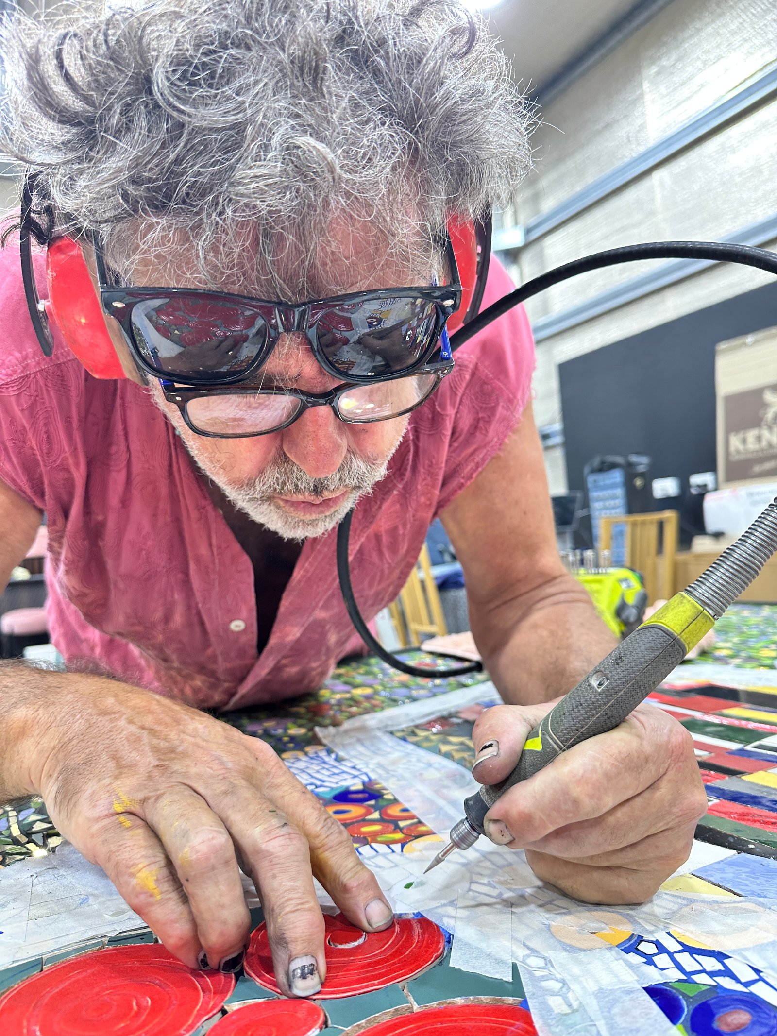 Brett working on the mosaic