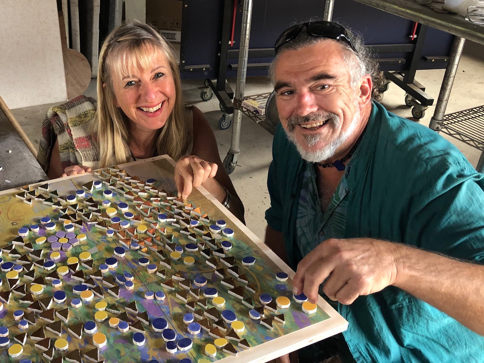 Brett and Kari with early mosaic pieces